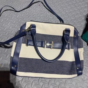 Hillfiger navy and white striped bag NWT